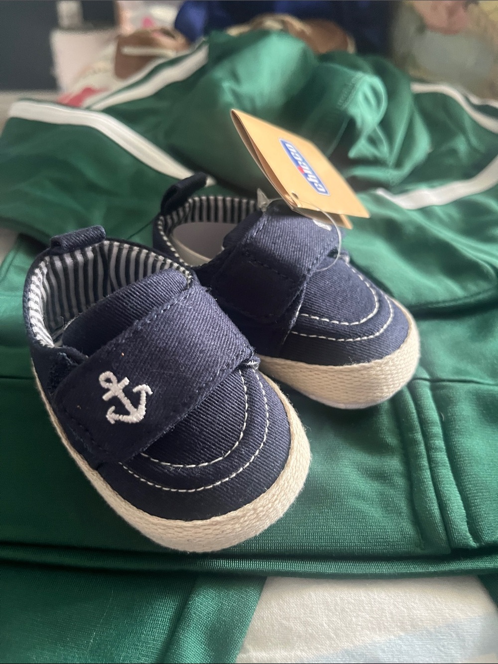 Navy Baby Canvas Shoes with White Anchor Accent